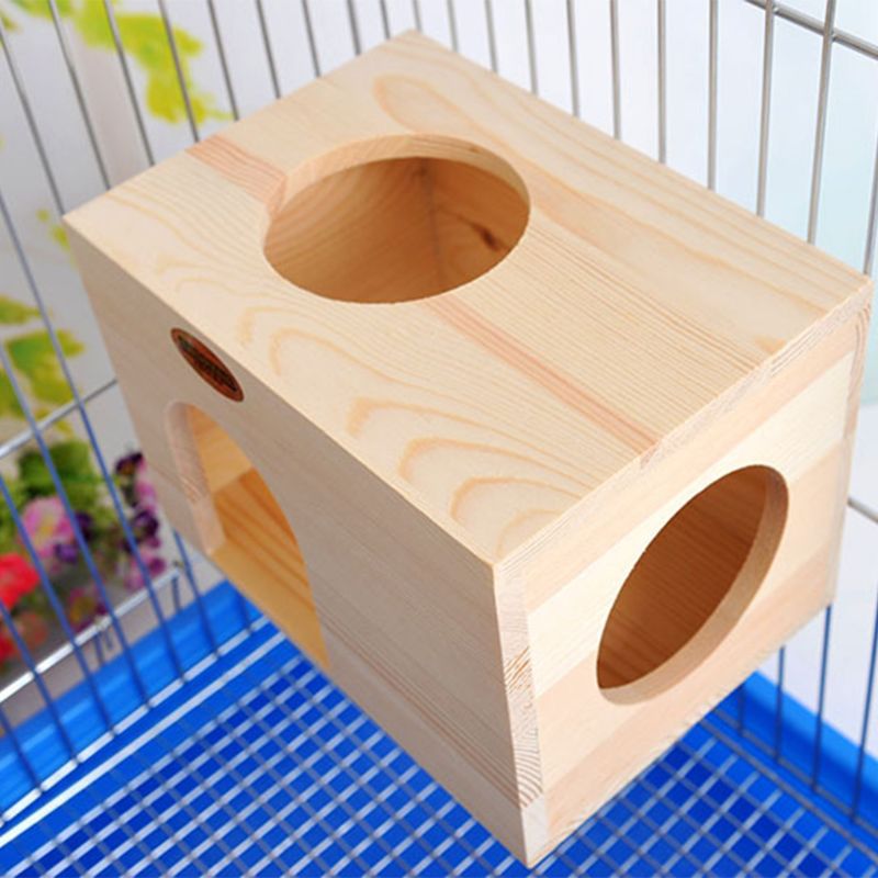 Rectangular Chinchilla Chalet Toy Hamster Small Animal Wooden Toy House fixed Nest Pet Products 23*16*16cm PXPC