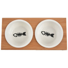 Load image into Gallery viewer, Fashion Cat Dog Feeders Bowls Bamboo Tableware Ceramic Pet Food Water Bowl High Grade Anti Skid Pet Supplies Dog Cat Bowl
